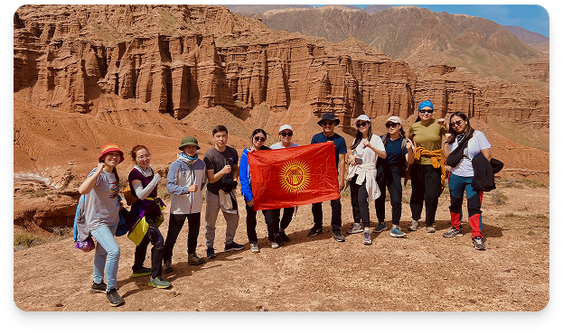 Group of people with flag